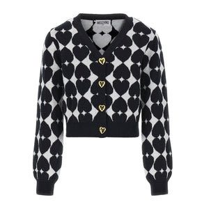 Moschino Black Hearts Allover Mini Me Girl Cardigan