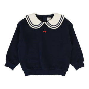Lil Legs Navy Embroidered Cherry Sweatshirt