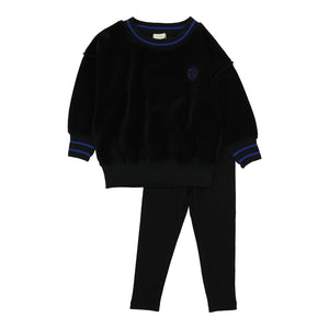 Lil Legs Black Boys Velour Sweatshirt Set