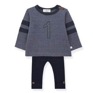 1 + in the Family Denim Franz Number One T-Shirt A & Dark Blue Sina Legging Set