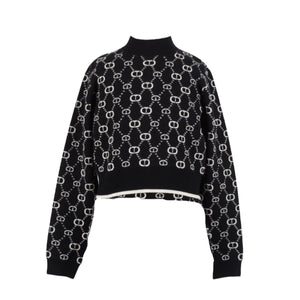 Twinset Black/ Micro Logo Off White Turtleneck