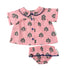 Piupiuchick Pink w/ Green Trees Peter Pan Collar Shirt & Bloomers Set