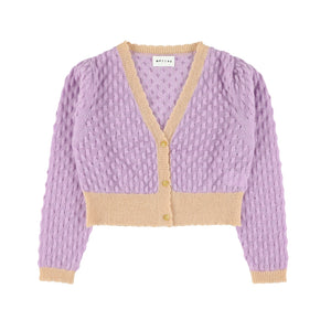 Morley Lilac Vurga Waffle Bicolor Cardigan