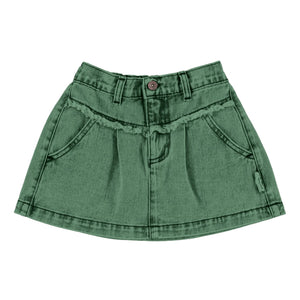 Piupiuchick Washed Green Denim Knee-Length Skirt