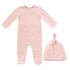 Kipp Baby Pink Embroidered Heart 2Pc Set (Footie + Beanie)