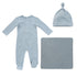 Kipp Baby Blue 3Pc Set Embroidered Star (Footie + Beanie + Blanket)