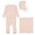 Bee & Dee Pointelle Plaque Blossom Pink Footie + Bonnet + Blanket