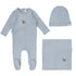 Lilette Blue Bunny Handdrawn 3Pc Set (Footie+Hat+Blanket)