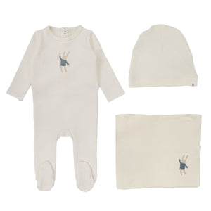 Lilette Milk Bunny Handdrawn 3Pc Set (Footie+Hat+Blanket)