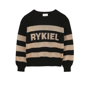 Sonia Rykiel Black Gold Striped Logo Sweater