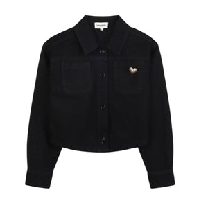 Sonia Rykiel Black Lava Denim Button Down Overshirt