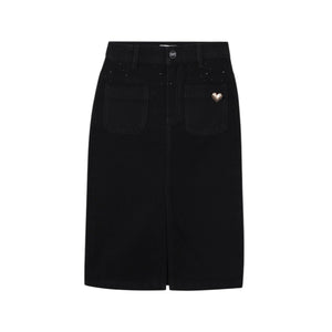 Sonia Rykiel Black Denim Midi Skirt