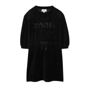 Sonia Rykiel Black Logo 3/4 Sleeve Dress