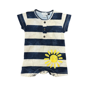 Yellow Sub Blue Sand Stripes Romper