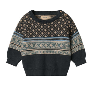 Wheat Navy Julius Jaquard Pullover