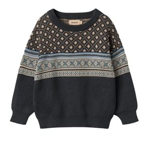 Wheat Navy Julius Jaquard Pullover