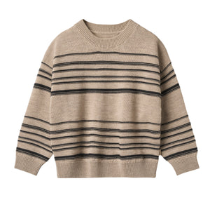 Wheat Sand Black Stripe Flores Knit Pullover