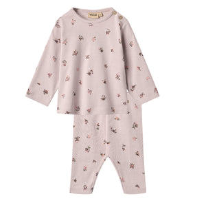 Wheat Soft Lilac Flowers Marit T-Shirt & Silas Jersey Pants Set