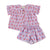 Piupiuchick Purple/White Checkered w/ Cherries Peter Pan Collar Shirt & Shorts Set