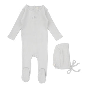 Lilette Powder Blue Striped Pointelle Footie Set