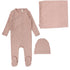 Lilette Scattered Branch Pink Printed Wrapover 3Pc Set (Footie+Hat+Blanket)