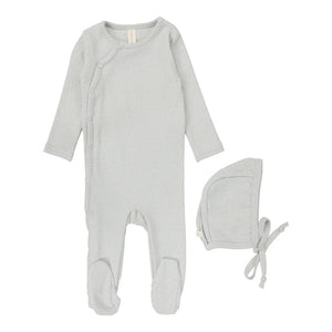 Lilette  Light Blue Speckled Pointelle Footie Set