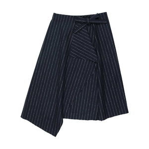 Urban Edge Navy Pinstriped Wrap Skirt