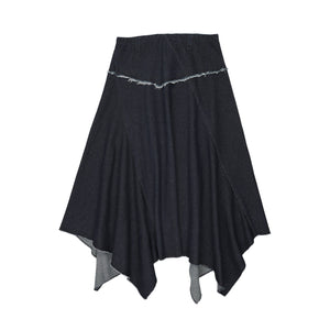 Urban Edge Navy Denim Uneven Skirt
