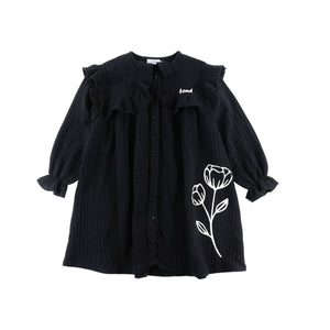 Loud Black/Ecru Elegance Big Collar Dress