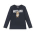 Moschino Blue Navy Two Bears Txt Logo Print LS Tee