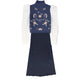Valentina Blue Embroidered Turtleneck Vest Dress