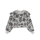 Petite Amalie Grey Black Rose Printed Sweat Top