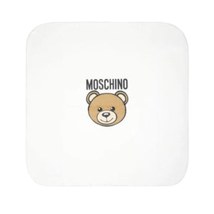 Moschino Cloud Logo Print and Logo Patch Baby Blanket