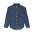 Ermano Scervino Blue Denim Logo Patch Collared Denim Shirt