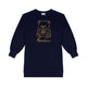 Moschino Blue Navy Bear Drawing Embroidery LS Dress