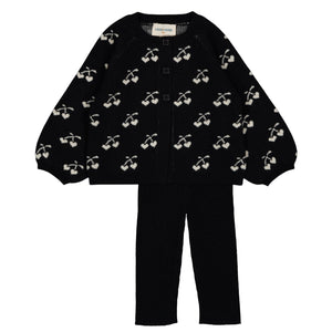 Louis Louise Black Cream Gulsah Cardigan & Black Legging Set
