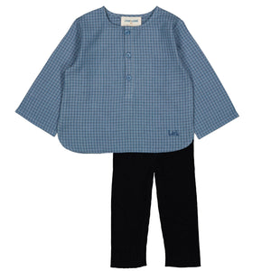 Louis Louise Blue Oncle Shirt & Black Chat Legging Set