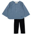Louis Louise Blue Oncle Shirt & Black Chat Legging Set