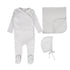 Bebe Jolee Blue Pointelle 3 Pc Set (Piped Wrap Footie + Bonnet+Blanket)