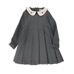 Lil Legs Dark Grey Collar Pleated Dress