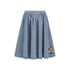 Moschino Faded Denim Toy Bear Print Flared Light Denim Skirt