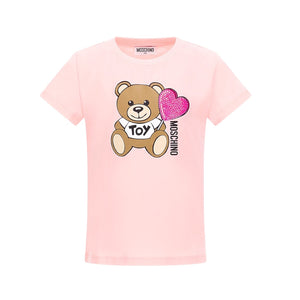 Moschino Rose Bear Heart Print SS Tee