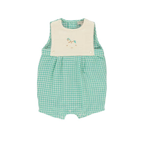 Bebe Organic Mediterranean Check Leo Romper