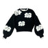 Twinset Black with White Flower Sweater *Size Up*