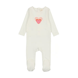 Lilette Winter White Big Graphic Heart Footie