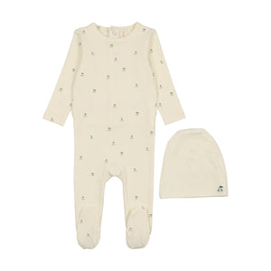 Lilette Ivory/Mint Scattered Cherry Footie Set