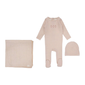 Lilette Petal Gingham Bunny 3Pc Set (Footie+Hat+Swaddle)