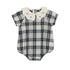 Lil Legs Navy Plaid Embroidered Collar Romper