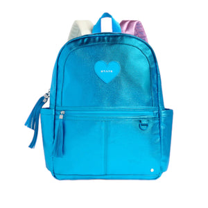 State Blue Metallic Kane Double Pocket Backpack