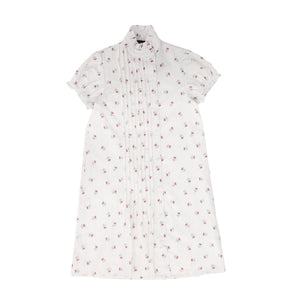 Bamboo White Cherry Print Short Sleeve Dress